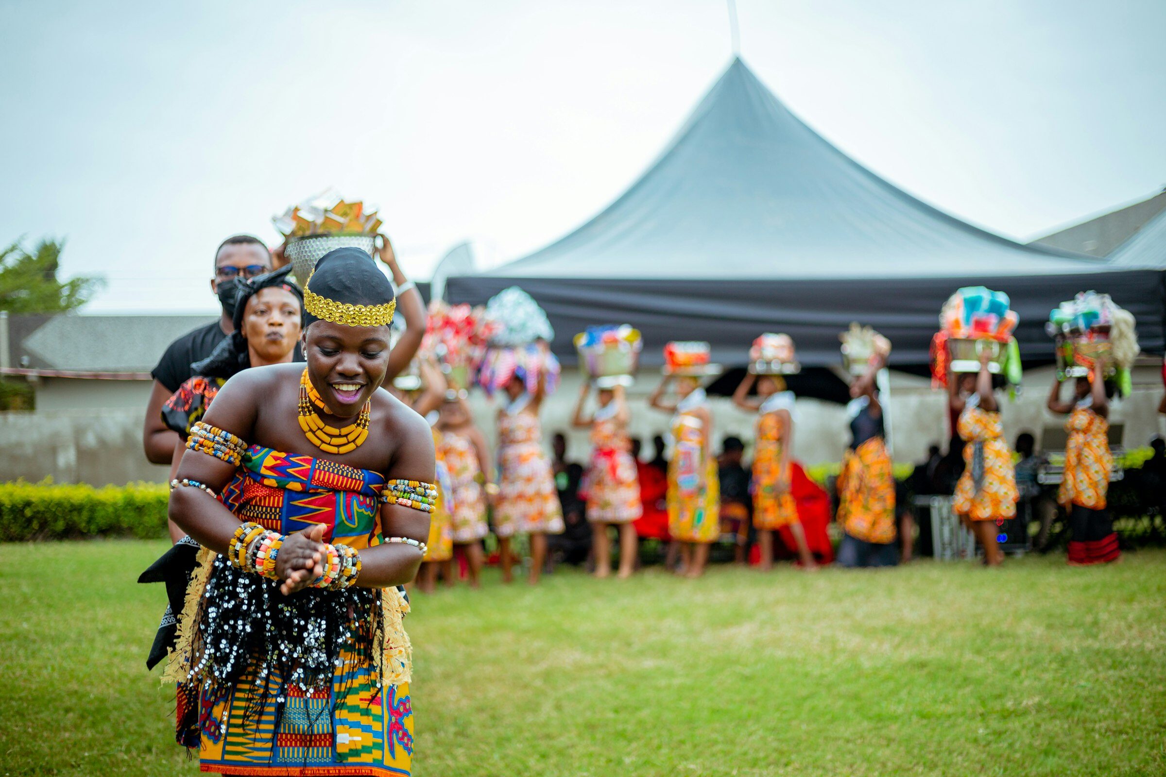 Crowd celebrating at the annual art festival in James Town, Accra