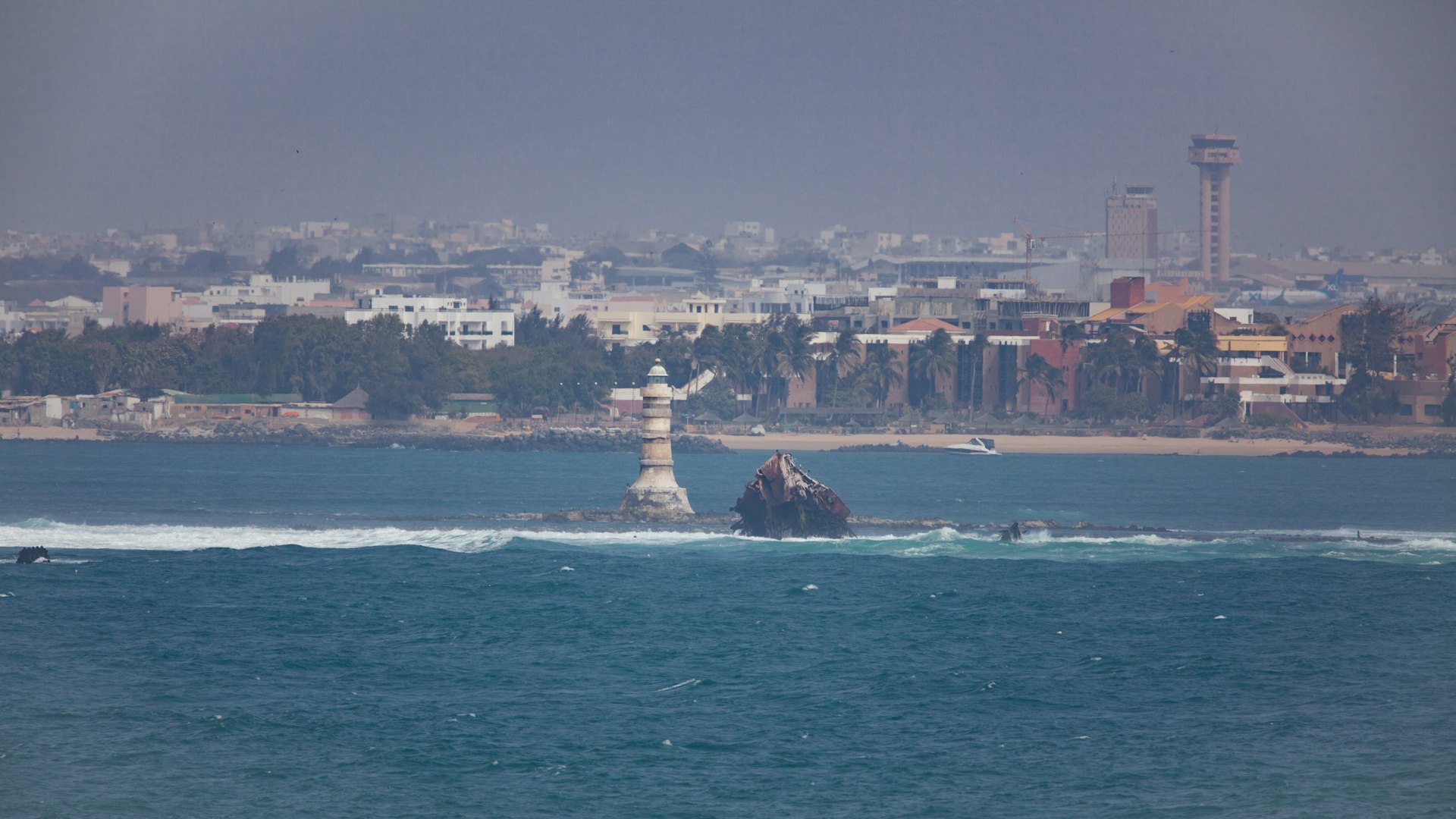 Dakar skyline across the water, Senegal